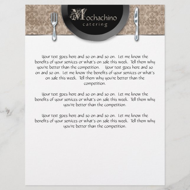 Flyer Catering Cutlery Beige Damask (Vorne)