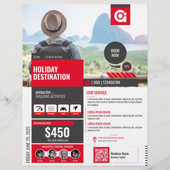 Flyer der Reiseagentur, Red Template (Vorne)