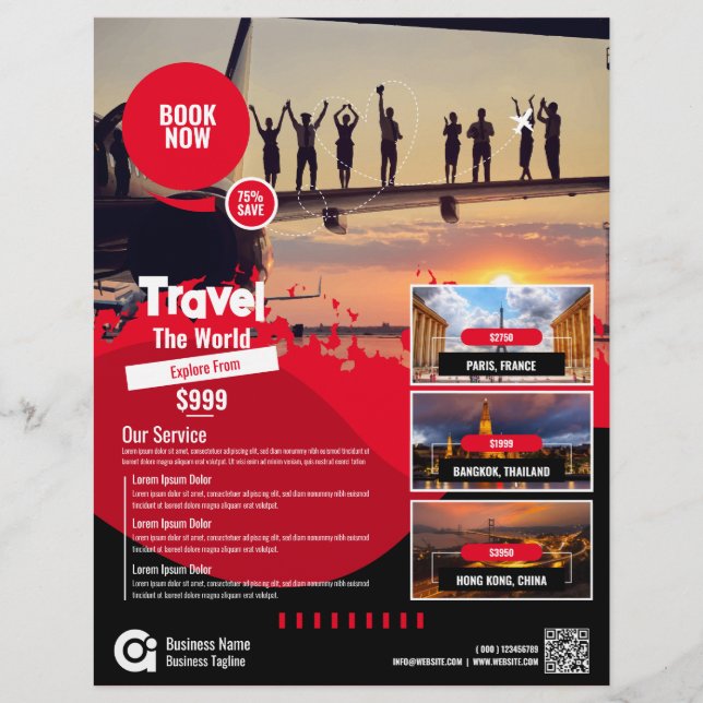 Flyer der Reiseagentur, Red Template (Vorne)