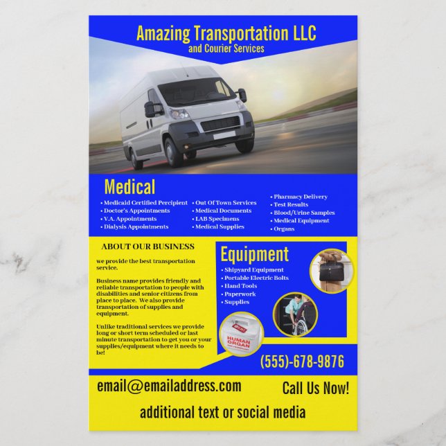 Flyer der Transportfirma (Vorne)