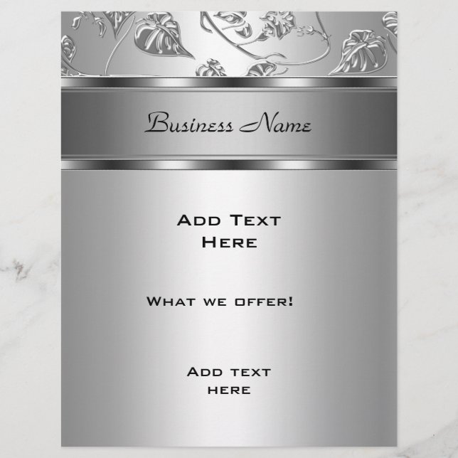 Flyer Eleganter klassischer Silber mit Blumenmotiv (Vorne)