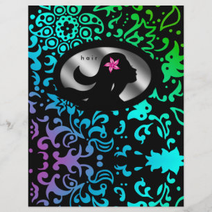 Flyer Friseur Frauenwohnung Silhouette Farbenfrohe