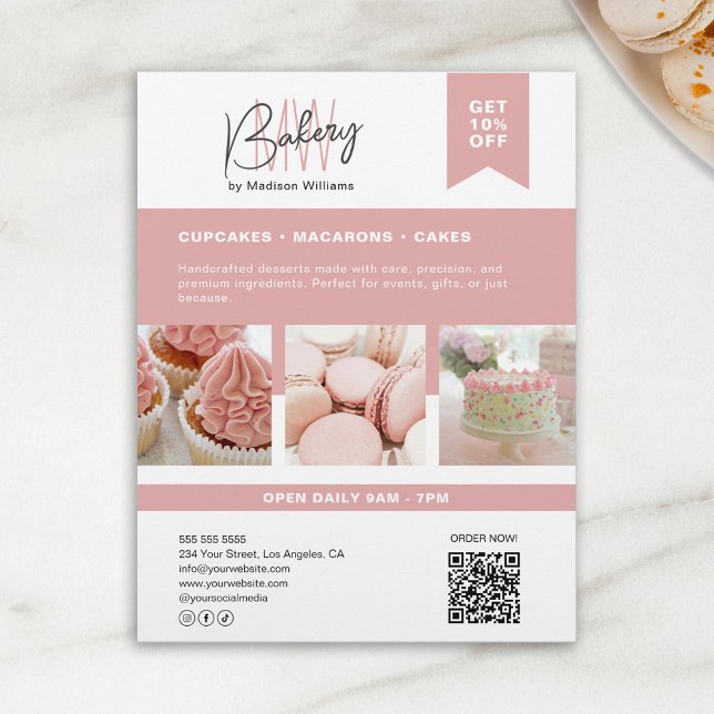 Flyer für das benutzerdefinierte Monogramm-Bakehol (Bakery Custom Monogram Logo Flyer)