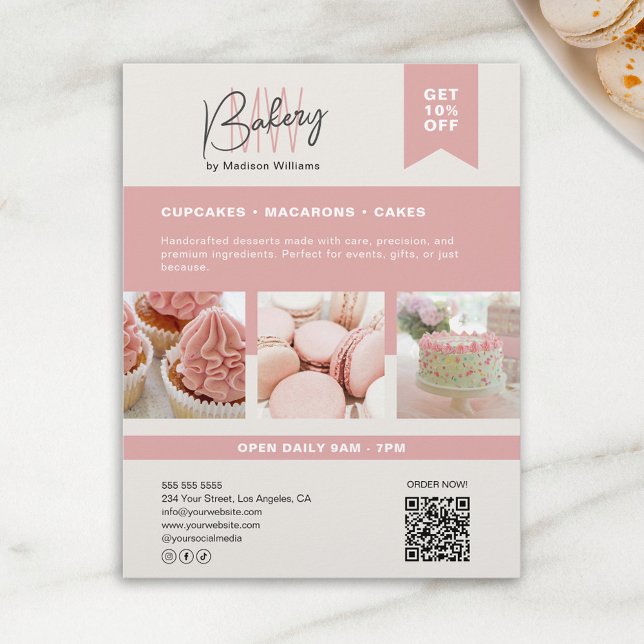 Flyer für das benutzerdefinierte Monogramm-Bakehol (Bakery Custom Monogram Logo Flyer)
