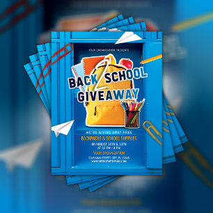 Flyer für das Zurück-in-die-Schule-Gewinnspiel Sch