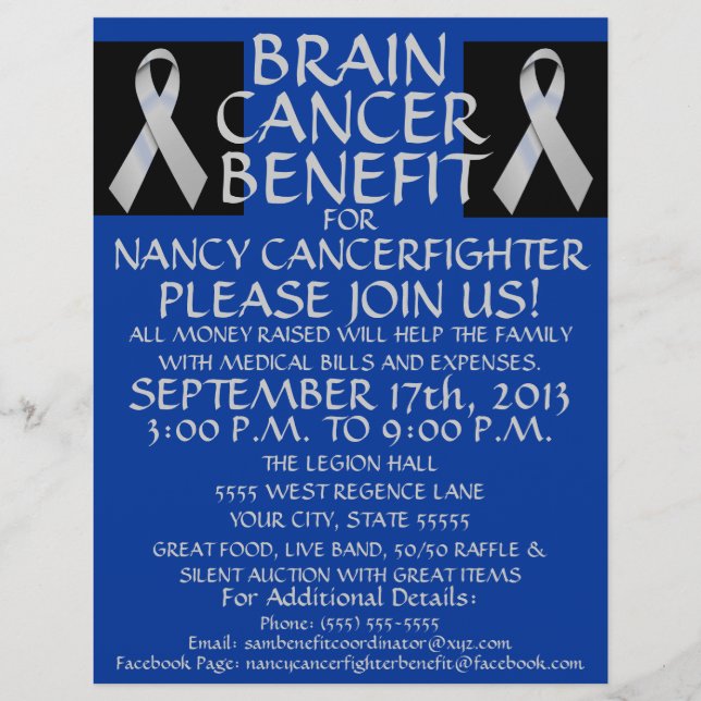 Flyer für den Nutzen des Brain Cancer Ribbon (Vorne)