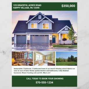 Flyer für den Verkauf eines Hauses auf einer ganze