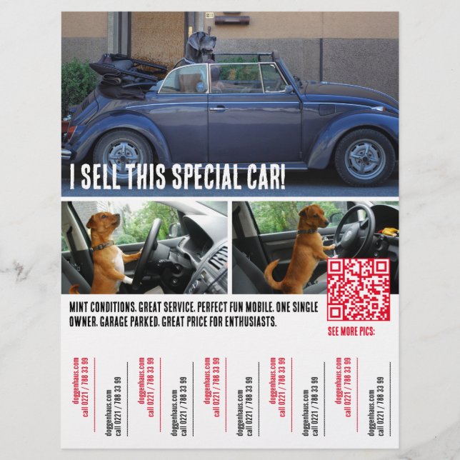 Flyer für den Verkauf von Autos in der Tränen (Vorne)
