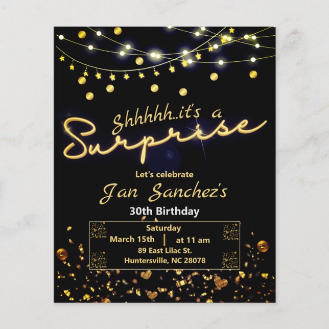 Flyer für die Einladung zur Black and Gold Überras (Vorne)