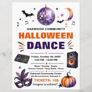 Flyer für die Halloween-Tanzparty der Gemeinschaft