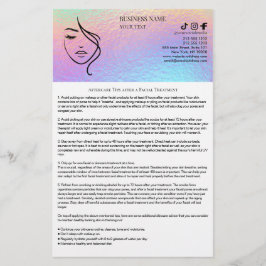 Flyer für die Nachbehandlung von Gesichtsbehandlun