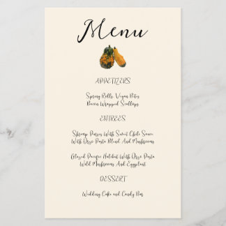 Flyer für Herbst-Hochzeitsmenü-Vorlage Zwei Kürbis