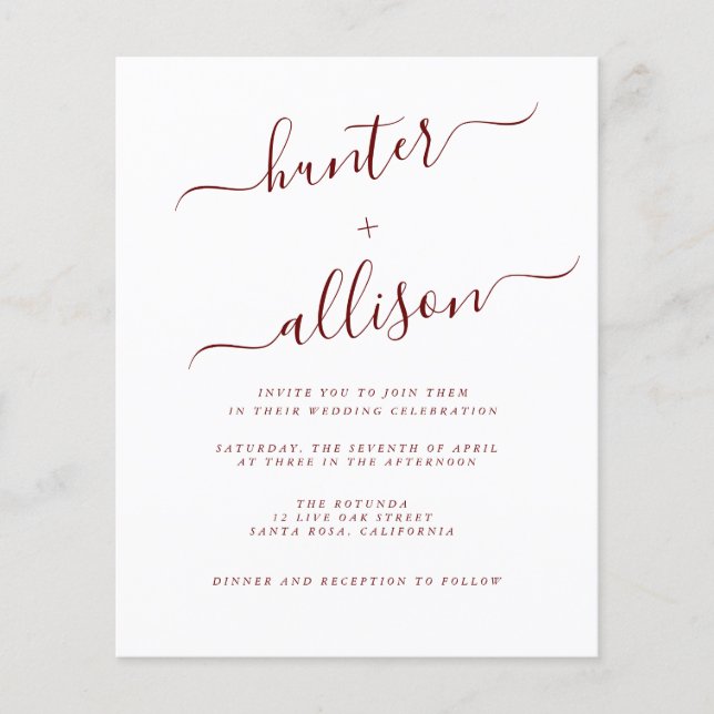 Flyer für Hochzeitsfeiern (Vorderseite)