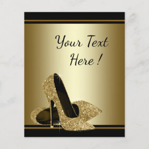 Flyer für schwarze Gold-High-Heel-Schuhe