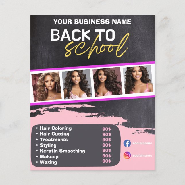 Flyer Haarstylistin Zurück zu Schulkauf Flyer (Vorne)