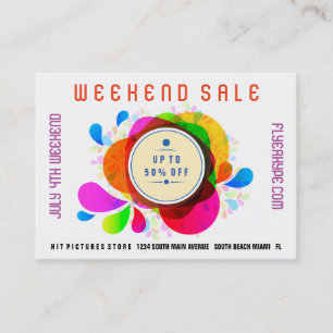 Flyer Hype Abzeichen Store Sale Marketing Bunt V3 Visitenkarte
