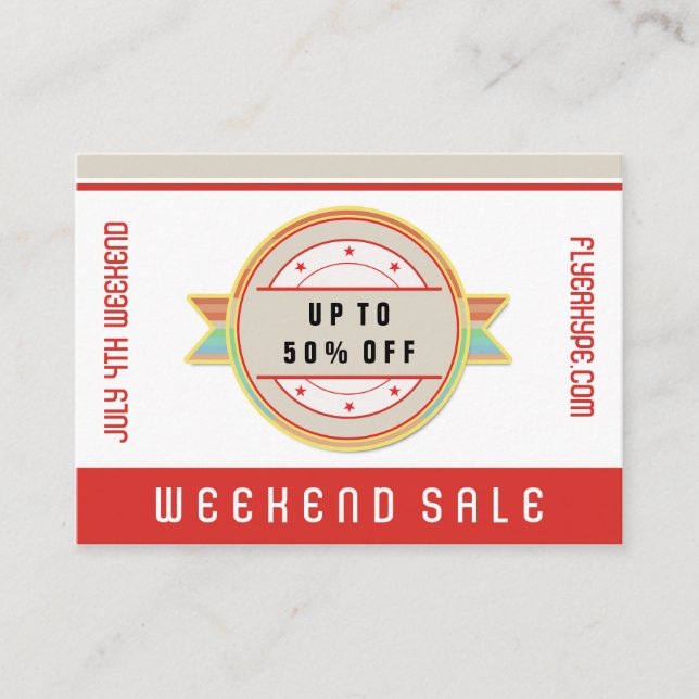 Flyer Hype Badge Store Sale Marketing Red V3 Visitenkarte (Vorderseite)