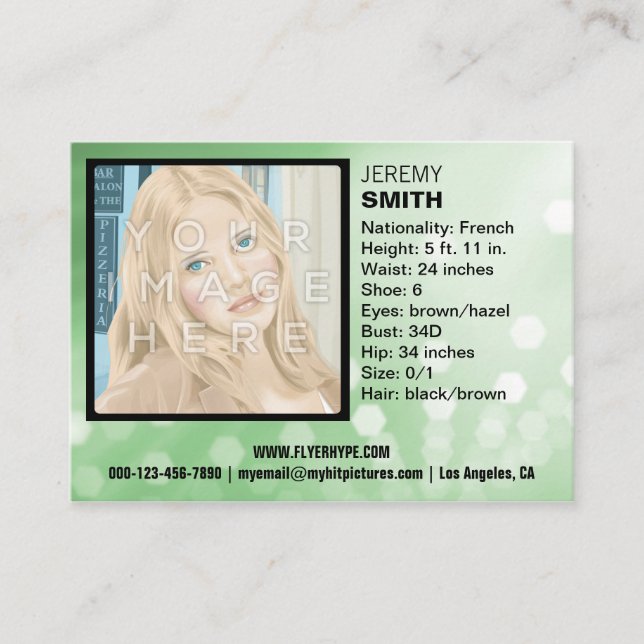 Flyer Hype Green Glow Headshot Business Card Visitenkarte (Vorderseite)