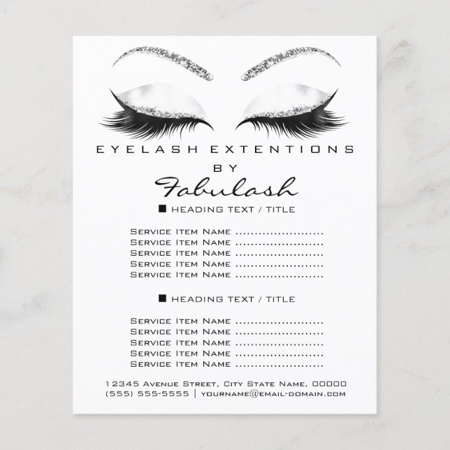 Flyer Makeup Beauty Glitzer Silberweiße Lashes (Vorne)
