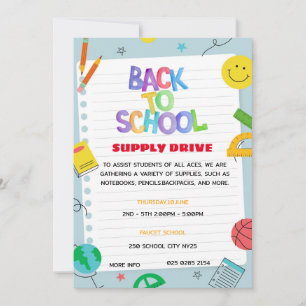 Flyer "Paper Back to School Supply Drive" Einladung