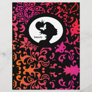 Flyer Salon Schmetterling Frau Silhouette Farbig