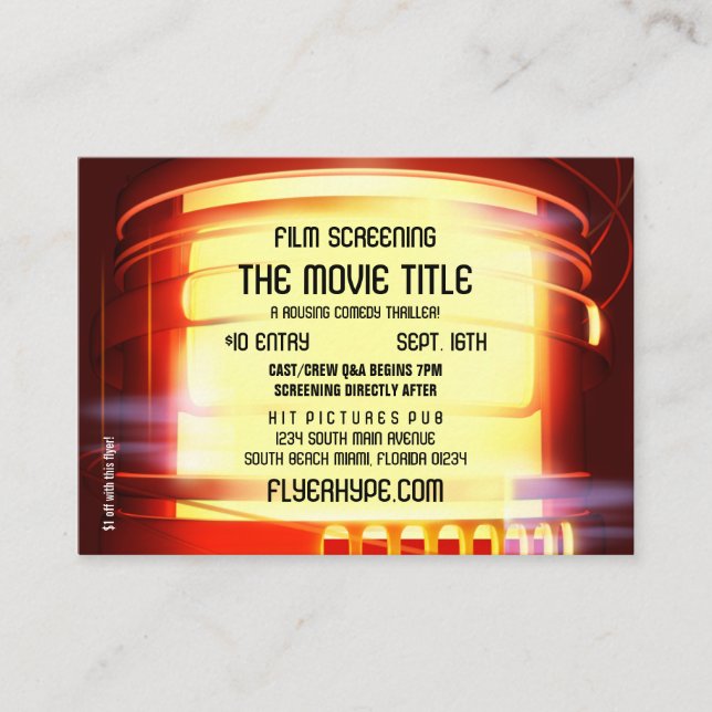 Flyer-Übertreibungs-Film-Noir Visitenkarte (Vorderseite)
