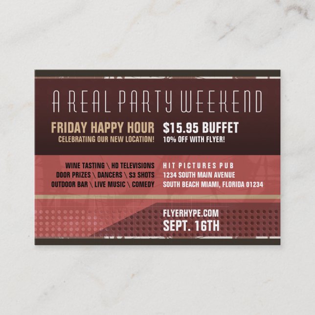 Flyer-Übertreibungs-geheimes Versteck-Party Visitenkarte (Vorderseite)