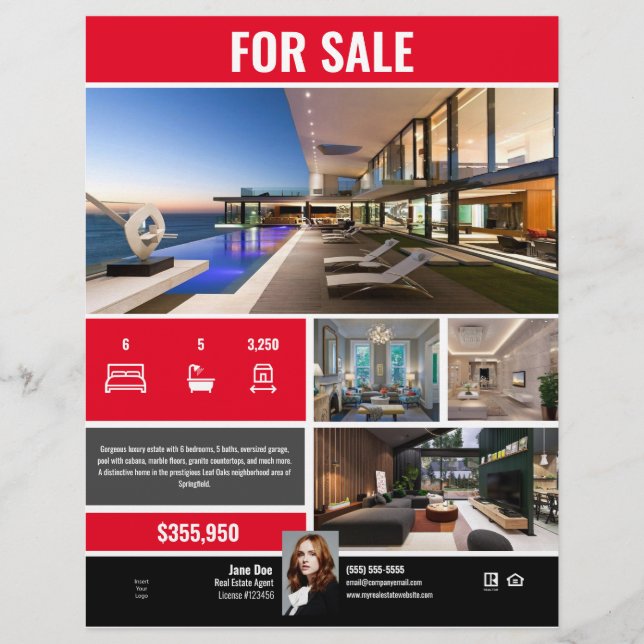 Flyer - zum Verkauf - Red Modern (Vorne)