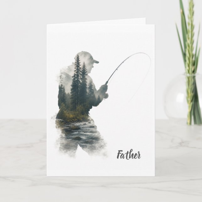 "Flyfisherman Double Exposure" Grußkarte Karte (Vorderseite)