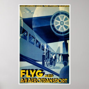 Flyg A-B Aero Transport-Vintage Reise-Anzeige Poster