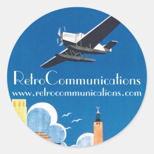 Flyg Retro URL Runder Aufkleber