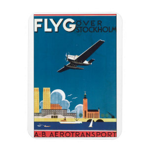 FlyG über Vintagem Reise-Plakat Stockholms Magnet