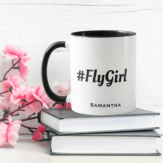 #FlyGirl Typografie, einfach, modern, kundenspezif Tasse (Von Creator hochgeladen)