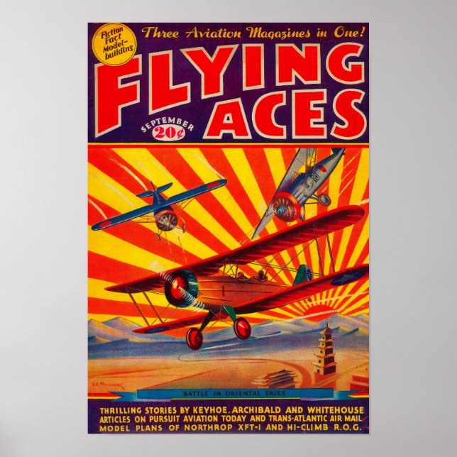 Flying Aces Magazine Cover Poster (Vorne)