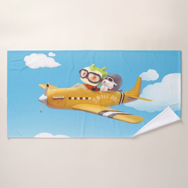 Flying Adventure mit Hund Badehandtuch (Badehandtuch)