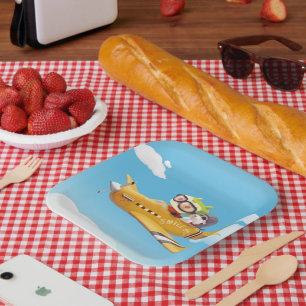 Flying Adventure mit Hund Pappteller