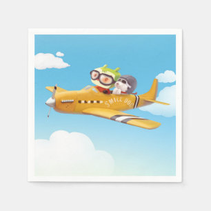 Flying Adventure mit Hund Serviette