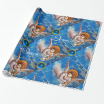 FLYING ANGEL / BLAU GEMS CHRISTMAS JOY PEACE LIEBE GESCHENKPAPIER<br><div class="desc">Flug nach Ägypten,  Engel,  Giotto di Bondone 1267 - 1337. Italienisches Meisterwerk mittelalterlicher Kunst,  leuchtend blaue 3D-Saphisteine</div>