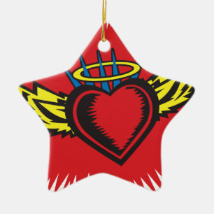 Flying Angel Heart Tattoo Keramikornament