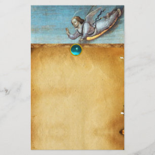 FLYING ANNUNCIATION ANGEL Parchment Blue Saphir Briefpapier
