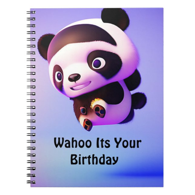 Flying Baby Panda, Birthday Notebook Notizblock (Vorderseite)