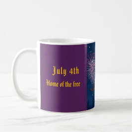 Flying Bald Eagle mit USA Flag Scarf & Fireworks Kaffeetasse