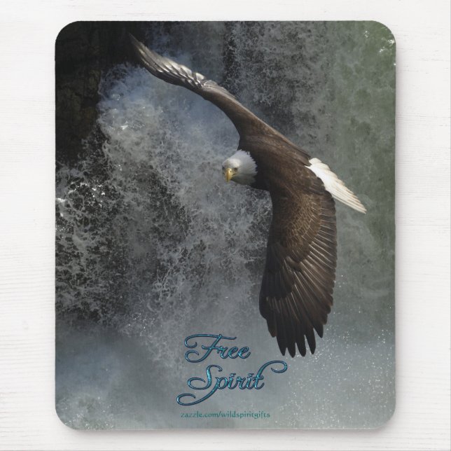 Flying Bald Eagle & Waterfall Mousepad (Vorne)