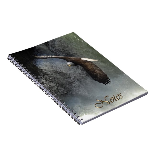 Flying Bald Eagle & Waterfall Wildlife Notebook Notizblock (Rechte Seite)
