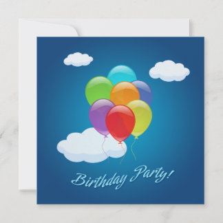 Flying Balloons Kindergeburtstag Party Einladung