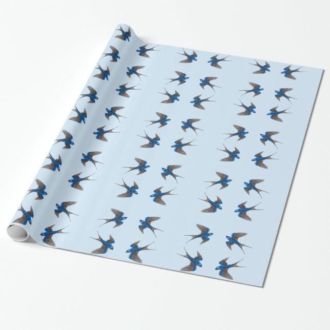 Flying Barn Swallow Bird Muster Geschenkpapier (Ungerollt)