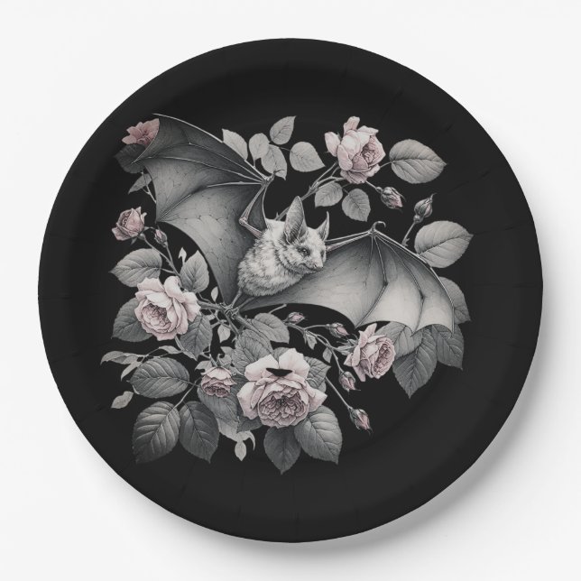 Flying Bat Halloween Pappteller (Vorderseite)