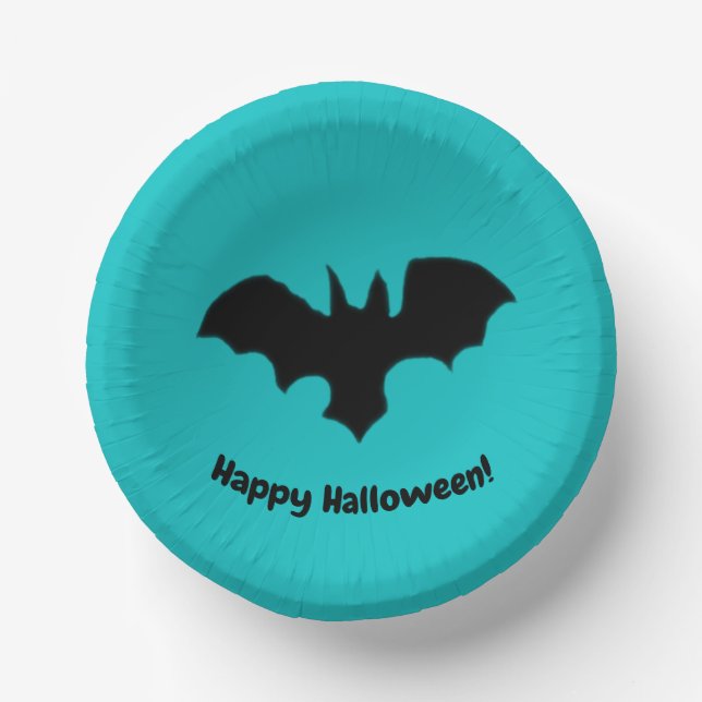Flying Bat on Teal Pappteller (Vorderseite)
