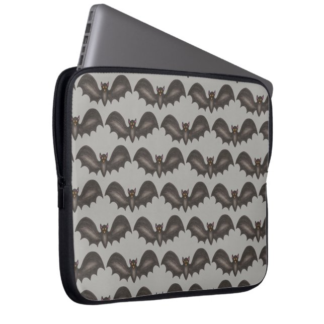 Flying Bats Black Gray Happy Halloween Print Laptopschutzhülle (Vorne Rechts)