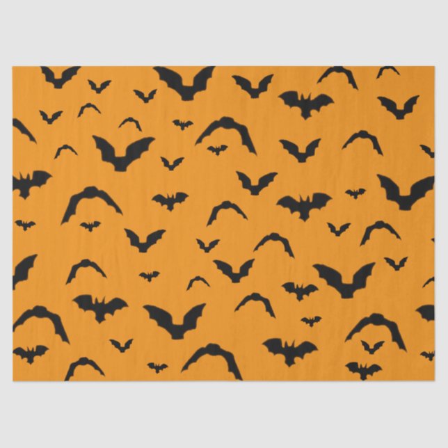 Flying Bats on Orange Tissue Paper Seidenpapier (Vorderseite)